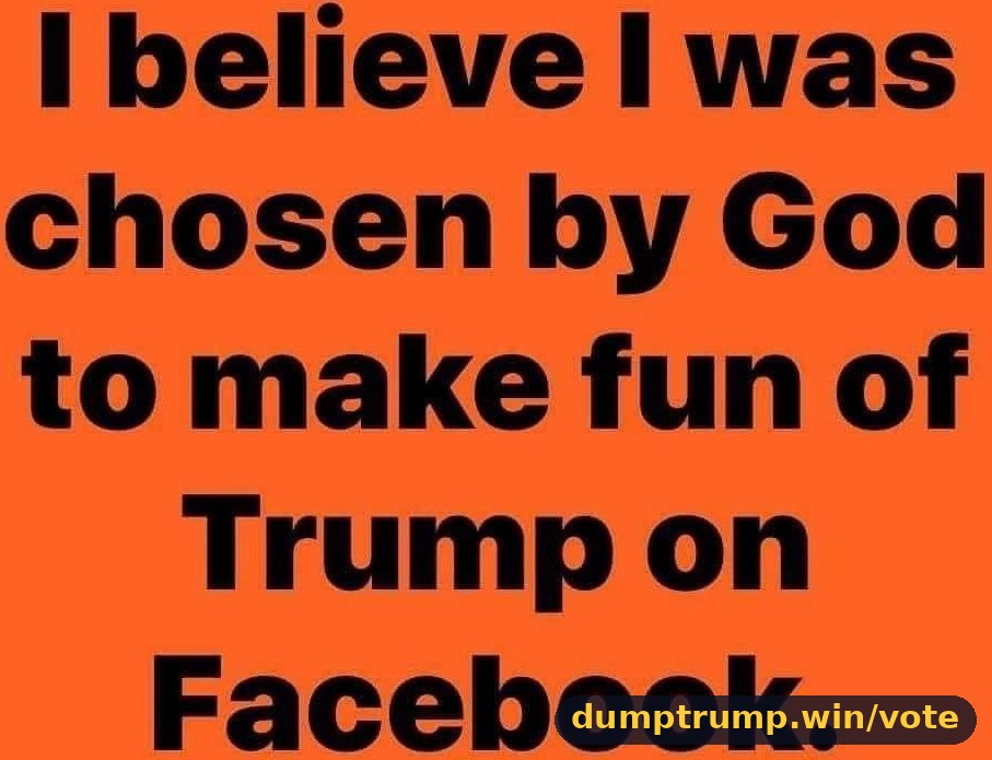 believe was chosen by God to make fun of Trump on Facebook. (meme text)