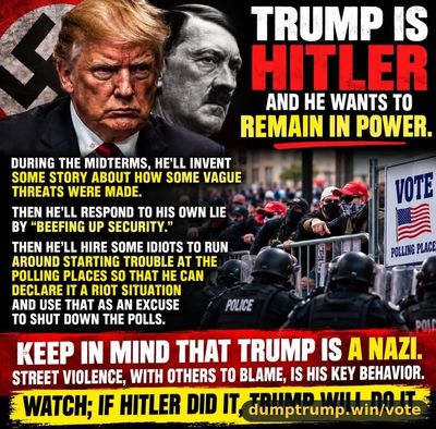 TRUMP IS AND HE WANTS REMAIN IN POWER. DURING THE MIDTERMS, HE’LL INVENT OME STORY OME VAGUE Be THEN HE'LL RESPOND TO HIS OWN LIE Me BY “BEEFING UP SECURITY.” THEN HE'LL HIRE SOME (meme text)
